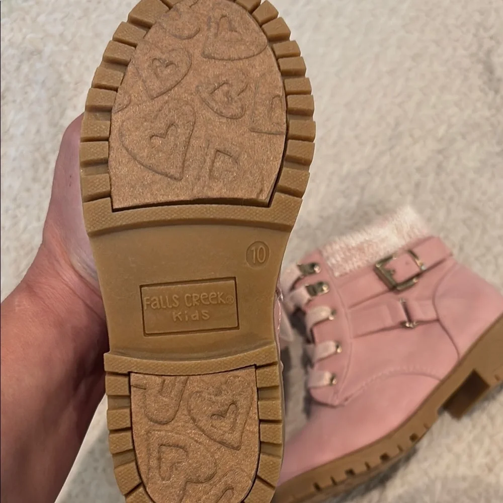 Freya Pink Boots with Chunky Sole and Buckle - Picture 3 of 4